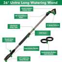 RESTMO 36Long Watering Wand, 180 Swivel Head Metal Garden Hose Wand with 10 Spray Patterns, 3ft Heavy Duty Hose Nozzle Sprayer with Thumb Flow Control, Ideal to Water Hanging Baskets, Shrubs