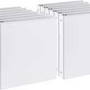 1 Inch 3-Ring Binder with 2 Interior Pockets, Heavy Duty 1" Round Ring Binder Holds 200 Sheets of US Letter Size 8.5'' x 11'' Paper for Office/Home/School 11-Pack (White, 1 Inch)
