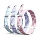 toocki USB C to USB C Cable [3Pack,6ft] 60W Fast Charging Type C Silicone Cord Compatible with iPhone 17 16 15 Pro Plus Pro Max Air, iPad Pro, Galaxy S25, Switch, MacBook Air, Pixel