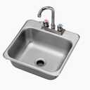 FSE 373-KR-HS-1515 One Compartment Drop-In Hand Sink, Stainless Steel Sink with 4" Center Deck Mount Faucet, 12" x 10" x 5-3/16" Deep Bowl, and 1-1/2" Drain, 15"W x 15"D Overall Size