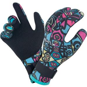 XUKER Neoprene Gloves Men Women, 3mm Camouflage Patterned Winter Wetsuit Gloves Keep Warm for Scuba Diving Surfing Swimming Fishing Water Sports (XX-Large, Printing)