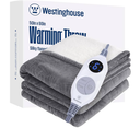 Westinghouse Electric Throw Blanket, Flannel Sherpa Heated Throw with 6 Heating Levels and 2-10 Hours Auto-Off, Flower Jacquard Heated Blanket, Fast Heating & ETL Certification, 50" x 60" Inch, Grey