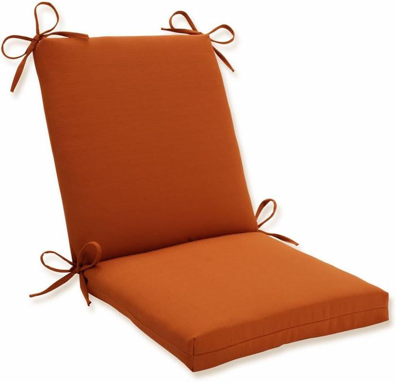 Pillow Perfect Monti Chino Solid Indoor/Outdoor One Piece Chair Cushion Deep Seat, Weather and Fade Resistant, Square Corner - 36.5" x 18", Orange
