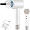 Cordless Ionic Hair Dryer with Digital Screen, 4 Mode Charging Blow Dryer with Magnetic Nozzle, Travel Hair Dryer for Women Kids Outdoor Camping Beaches (White)