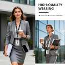 Stretchy Scrunchie Lanyard for Id Badges, Cute Teacher Lanyard Keychain Wristlet with 4 Id Holders for Women,Nurses (Black Floral)