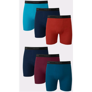 Hanes Mens Underwear Briefs, Cool Dri Moisturewicking Cotton Norideup For Men, Boxer, 6 Pack Assorted, XLarge US