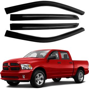 Canvcle Window Visors Rain Guards for Dodge Ram 1500 Crew Cab 2009-2018/Ram 2500&3500 Crew Cab & Mega Cab 2010-2026/Ram 1500 Classic Crew Cab 2019-2024, Tape-On Side Window Deflectors Vent Visors 4PCS