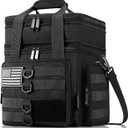 Tactical Lunch Box for Men, Large Insulated Lunch Bag for Adult, Heavy Duty Double Deck Expandable Lunch Cooler Bag with American Flag, Leakproof Soft Lunch Pail for Work Office Camping - Black (16.5L)