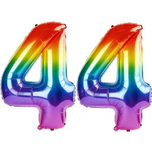 40 Inch Number 44 Balloons for 44th Birthday Party Decorations,0-100 Rainbow Large No.44 Digital Balloons for Women Men and Her Him, Helium Foil Number Balloons for Wedding Anniversary