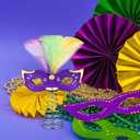 Queekay Mardi Gras Mask Miniature Tree Topper Masquerade Masks with Feather Decorations 4 Inches Mini Purple Green Gold Tree Ornaments for Christmas Carnival Party Decor