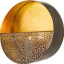 Luxury Metal Wall Candle Sconces  Large Handcrafted Wall-Mounted Tealight Candle Holders with Gold Leaf Interior  Modern & Rustic Home Dcor for Living Room, Hallway  11.8" Bronze Single Piece (Bronze - Cut Outs)