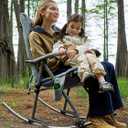 EVER ADVANCED Oversized Rocking Camping Chair, Padded Folding Rocker for Adults with Hard Armrests, 400lbs Heavy Duty Portable Chair for Patio, Lawn and Outdoors, Sky Blue, 38.58 x 25 x 40.55 inches