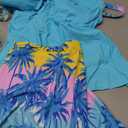 ROSEWE Womens Tankini Bathing Suits, Two-Piece Smocked Swim Dress, Print Swimsuits with Board Shorts (Blue, XL)