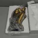 FUNSXBUG 10 Inch Resin The Thinker Statue Thinking Man Sculptures Collectible Figurine Home Office Decor Living Room Decoration (Gold)