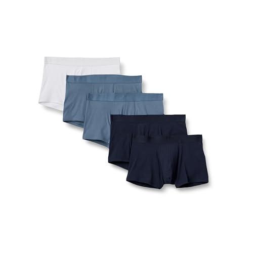 Amazon Essentials Men's Cotton Jersey Boxer Shorts Underwear, Pack of 4, Navy Blue/Blue/, Medium