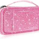Fintie Carrying Case for Nintendo Switch OLED Model 2021/Switch 2017, [Shockproof] Hard Shell Protective Cover Travel Bag with 10 Game Card Slots & Inner Pocket (Glittering Pink)