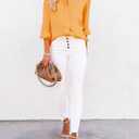 siliteelon Button Down Shirts for Women Dress Shirts Cotton Long Sleeve Collared Blouse Work Business Casual Tops (Yellow, XS)