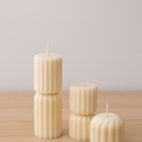Set of 4 Ribbed Pillar Candles – Elegant Decorative Soy Wax Candles for Home Decor, Weddings, Gifts