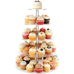 1 Pcs Cupcake Stand, 5 Tier Cupcake Holder, Acrylic Cupcake Stand Round Cupcake Tower Round Tiered Cupcake Holder, Clear Acrylic Cup Cake Tower Stand for Party, Wedding, Birthday, Baby Shower, Halloween