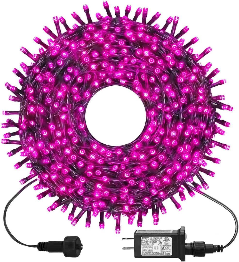 kemooie 300 LED Pink Valentine's Day Lights, 99 FT Connectable 8 Twinkle Modes String Lights with Memory Function, Waterproof Fairy Light for Outdoor Indoor Wedding Party Valentine's Day Decoration