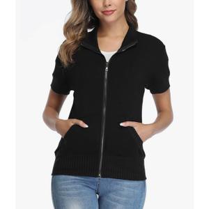 andy & natalie Women's Stand Collar Zip up Long Sleeve Jacket with Pockets Running Sweatshirts Jackets XXL