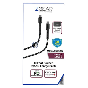 Zgear USB-C/C Fast Charge Braided Cable with EnduraTech