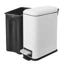 JM ·YIPENG 1.3 Gallon Stainless Steel Trash Can - Small Bathroom & Office Waste Bin with Lid, Compact Design, Durable Metal Construction, (White)