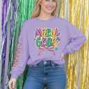 Fat Tuesday Sweatshirt for Women Long Sleeve Shirt New Orleans Novelty Graphic Pullover Outfit (XL)