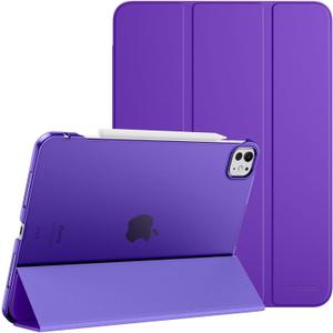 MoKo for iPad Pro 11 Inch Case M4 2024 (5th Gen),Ultra Slim Stand Case with Hard PC Translucent Back Shell Cover for iPad Pro 11'' 2024 Model (A2836/A2837/A3006),Support Apple Pencil Pro,Purple Violet
