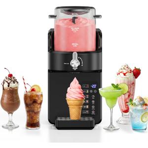 Slushie Machine for Home, 2-in-1 Slushy & Soft Serve Ice Cream Maker with Rapid Chill and 6 Presets, 15-Min Fast Slush, No Ice Needed, Frozen Slush Milkshake Margaritas for Family & Party, Black