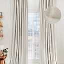 100% Blackout Shield Linen Blackout Curtains for Bedroom 96 Inches Long, Back Tab/Rod Pocket Living Room Drapes, Thermal Insulated Blackout Curtains 2 Panels Set, 50" W x 96" L,Cream