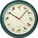 13 Inch Singing Bird Wall Clock Light Sensor Bird Clock That Sings on Hour (Green)