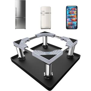 Mini Fridge Stand with Silicone Mat, Adjustable Refrigerator Stand with 4 Stainless steel Feet, 24''x 24'' Dorm Fridge Stand Protect From Appliance Leaks for Fridge, Washer, Dryer (7.3"-8.5" High)