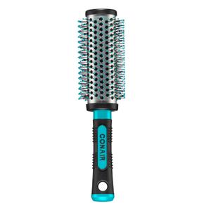 Conair Grip & Style Round Brush, Nylon Bristle Hair Brush for Blowout Styling, For Medium to Long Lengths, Ideal for Curly Hair (Black / Teal)