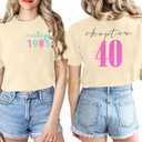 40th Birthday Gift T-Shirt Women Vintage 1986 Birthday Party Shirt Casual Short Sleeve 40 Bday Shirt Tee Tops (Large, Beige)