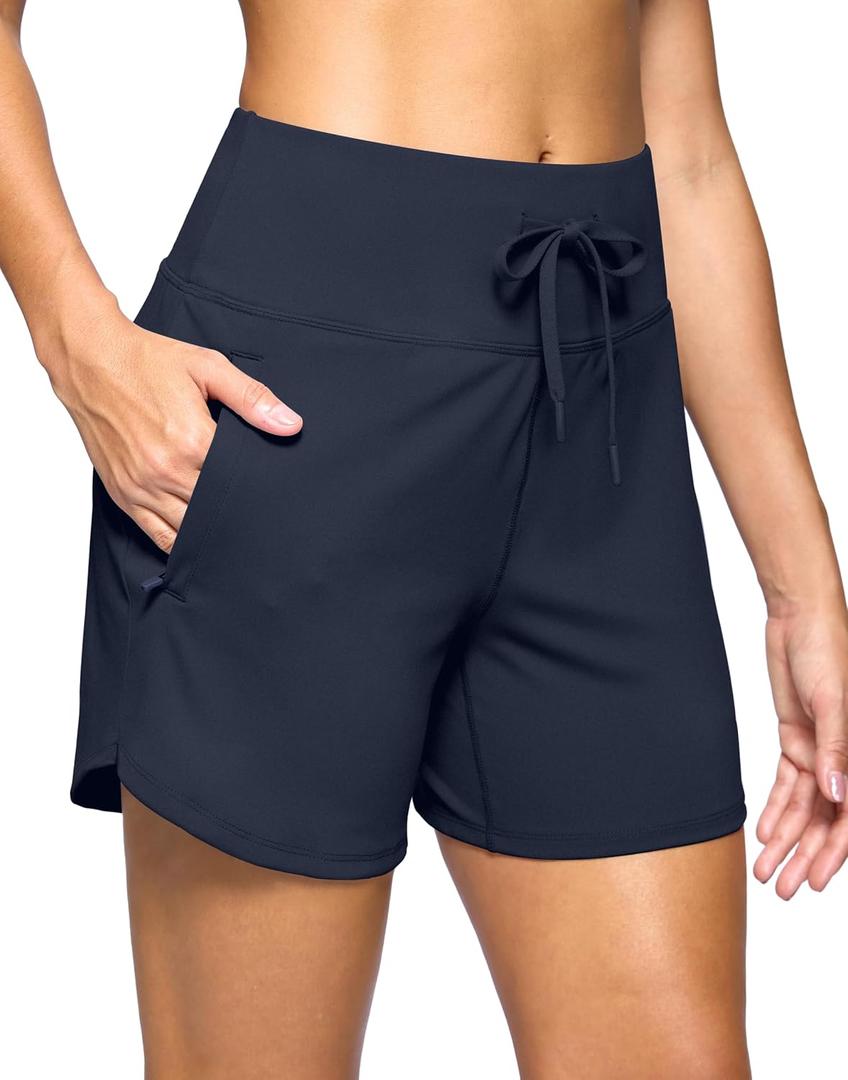 G Gradual Women's Athletic Shorts 5" Running Shorts for Women with 2 Zipper Pockets Quick Dry Lightweight Hiking Shorts (Black, XXXL)