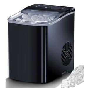 Zvoutte Portable Counter Top Self Cleaning Ice Maker Machine - 26lbs/24Hours with Ice Scoop, Basket, Black