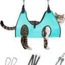 ATESON Cat Grooming Hammock - Dog Grooming Harness with Nail Trimming Feature (XS, 15 Lb), Dog Sling for Nail Clipping (Green)