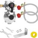 RV Propane Regulator 2 Tank,2-Stage Auto Changeover LP Propane Gas Regulator with Two 18" Rv Pigtail Propane Hoses with Gauge, for Rvs,Trailers,Campers