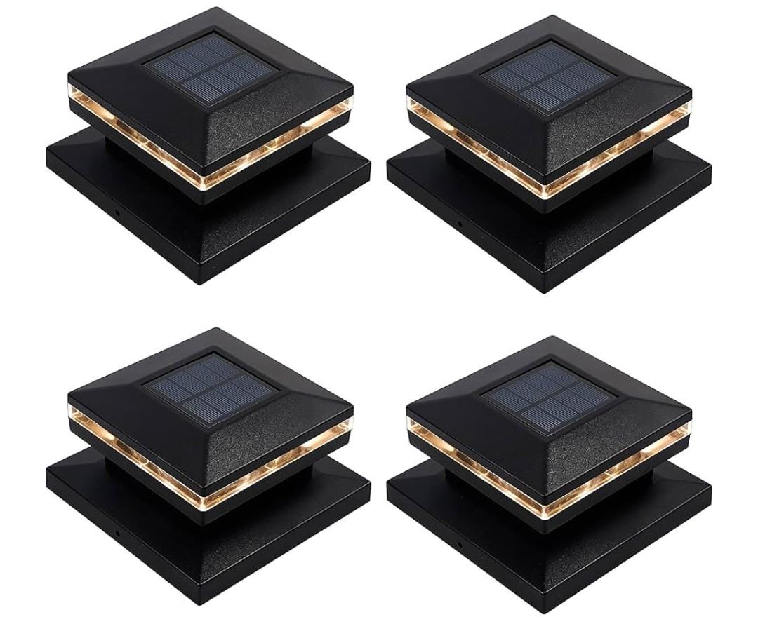 MAGGIFT 15 Lumen Outdoor Cap Light for Fence Deck or Patio, Solar Powered, Warm White High Brightness SMD LED Lighting, Lamp Fits 4x4, 5x5 or 6x6 Wooden Posts, 3 Pack