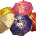 Arise Export 1 Pcs Lot Bohemian Handmade Design Silk Multi Color Silk Fashion Multi-Colored Umbrella Embroidery Boho Umbrellas Parasol