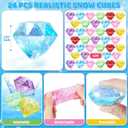 Valentines Gifts Cards for Kids, 24 Pack Gem Squeeze with Greeting Card for Kid Classroom Exchange, Stretchy Stress Set for Boys Girls Toddler Gift School Party Favor