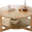 LEEMTORIG Oval Coffee Tables with Storage Shelf for Living Room, Oval Wood Coffee Table, Industrial Wood Tabletop, 26" D x 43.3" W x 17.9" H, Rustic Natural, KFZ-1811