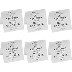 Stockroom Plus Metal Tent Signs, All Visitors Must Wash Hands (4 x 4 In, 6 Pack)