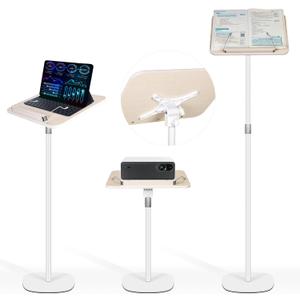 Floor Standing Book Stand, Foldable Book Holder for Reading with Page Clips, 19"–51" Height Adjustable, Sturdy Podium Stand for Reading, Bible, Laptop, Cookbooks, or Projector