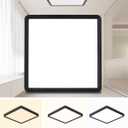 Square Led Flush Mount Ceiling Light,16 Inch 40w 3820lm led Light 3000k,4000k,6000k CCT Selectable,Flat Panel Super Slim Led Ceiling Light Fixture,for Living Dining Kitchen Bedroom Room (1Pack-Black)