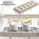 Threehoney Bench Cushions for Indoor Furniture 36x14 in Velvet Kitchen Dining Piano Window Seat Cushion, Tufted Patio Porch Swing Thicken Bench Pad Memory Foam(Ivory White)