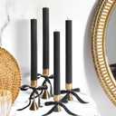 Black Ribbed Taper Candles 4 Pack, Extra Long 10.5 Inch Tall Candlesticks, Ultra Long Burning 8-12 Hours Dripless Unscented for Modern Home Decor Gothic Centerpieces