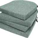 D-Shaped Chair Cushions, 2" Thick Dining Chair Pads Machine-Washable, Seat Cushions for Chair 16" x 16", Set of 4 chairpad-Green