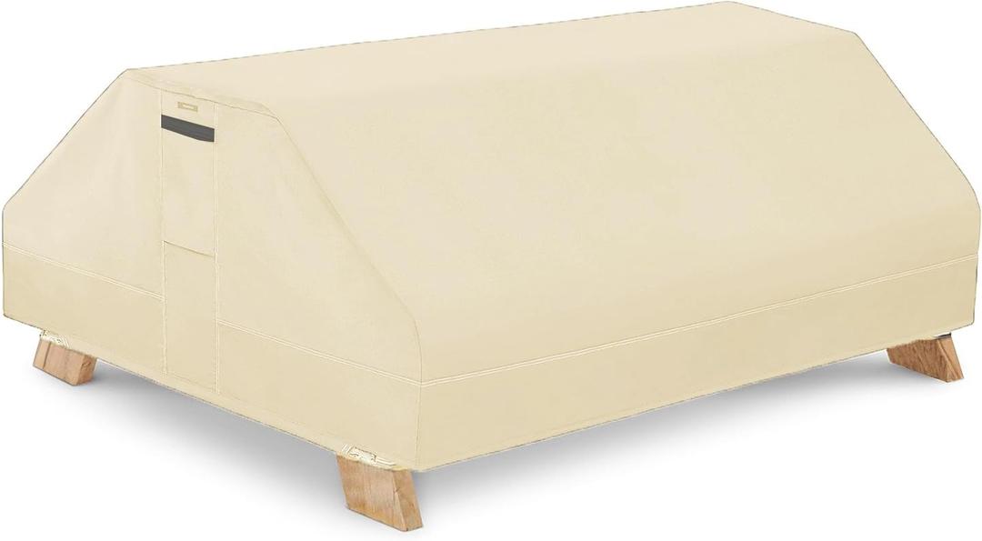 Picnic Table Cover Waterproof 70/72 Inch 600D Oxford Outdoor Table Cover with Bench Covers for Winter DustProof Heavy Duty (Beige, 6FT-70/72inch)